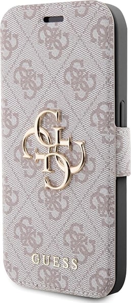 Mbështjellës Guess 4G Metal Logo për iPhone 15 Pro, rozë