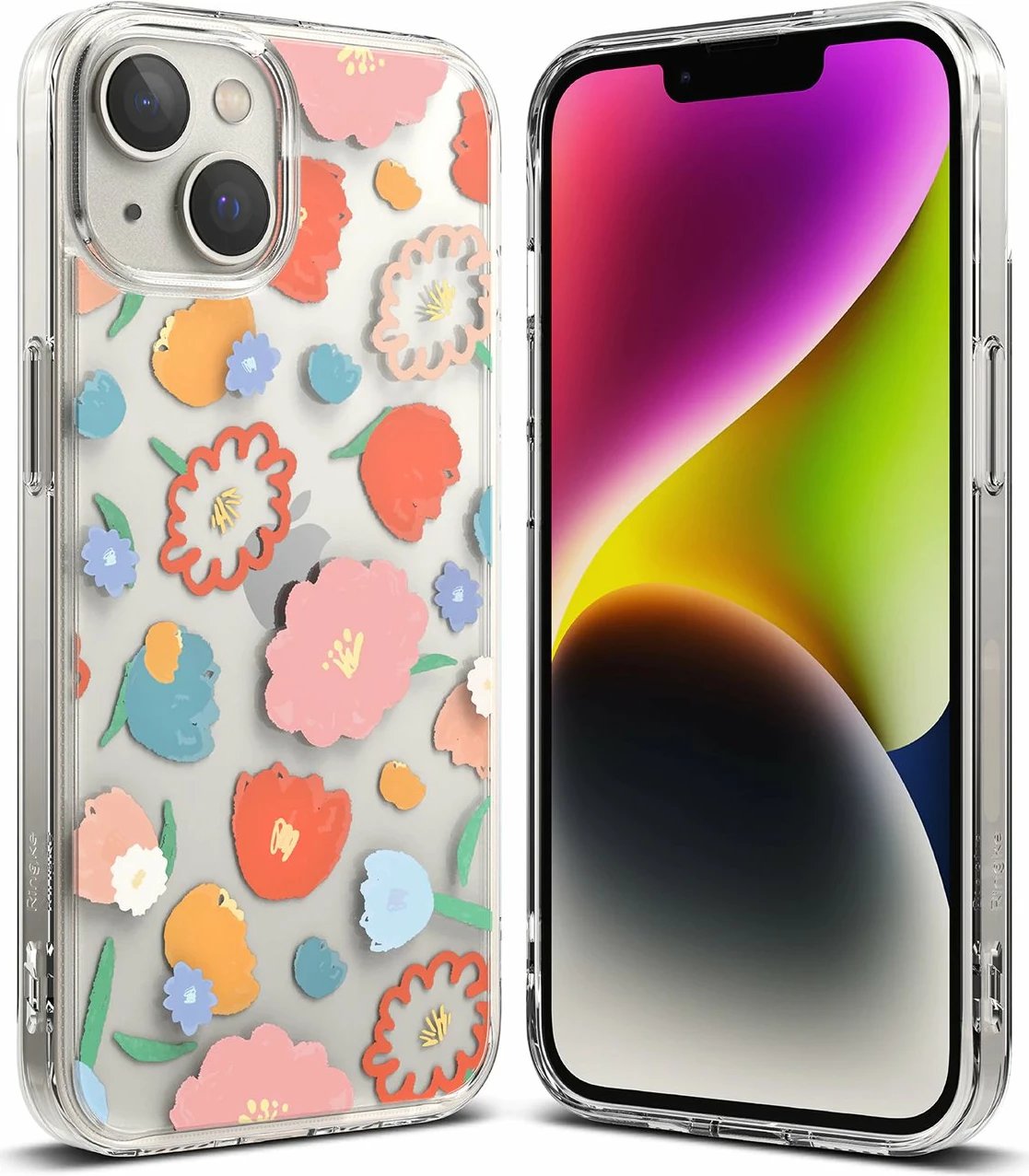 Mbështjellës Ringke Fusion Design për iPhone 14 Plus, transparent me lule