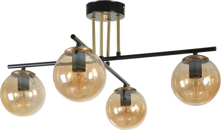 Llambë tavani Opviq Oslo, 4 drita, ngjyrë qelqi balte dhe e zezë