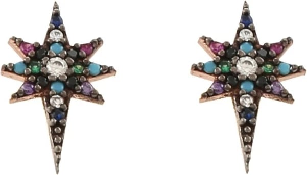 Vathë argjendi, ngjyrë rozë ari e zezë, Jumeon, 16x10mm