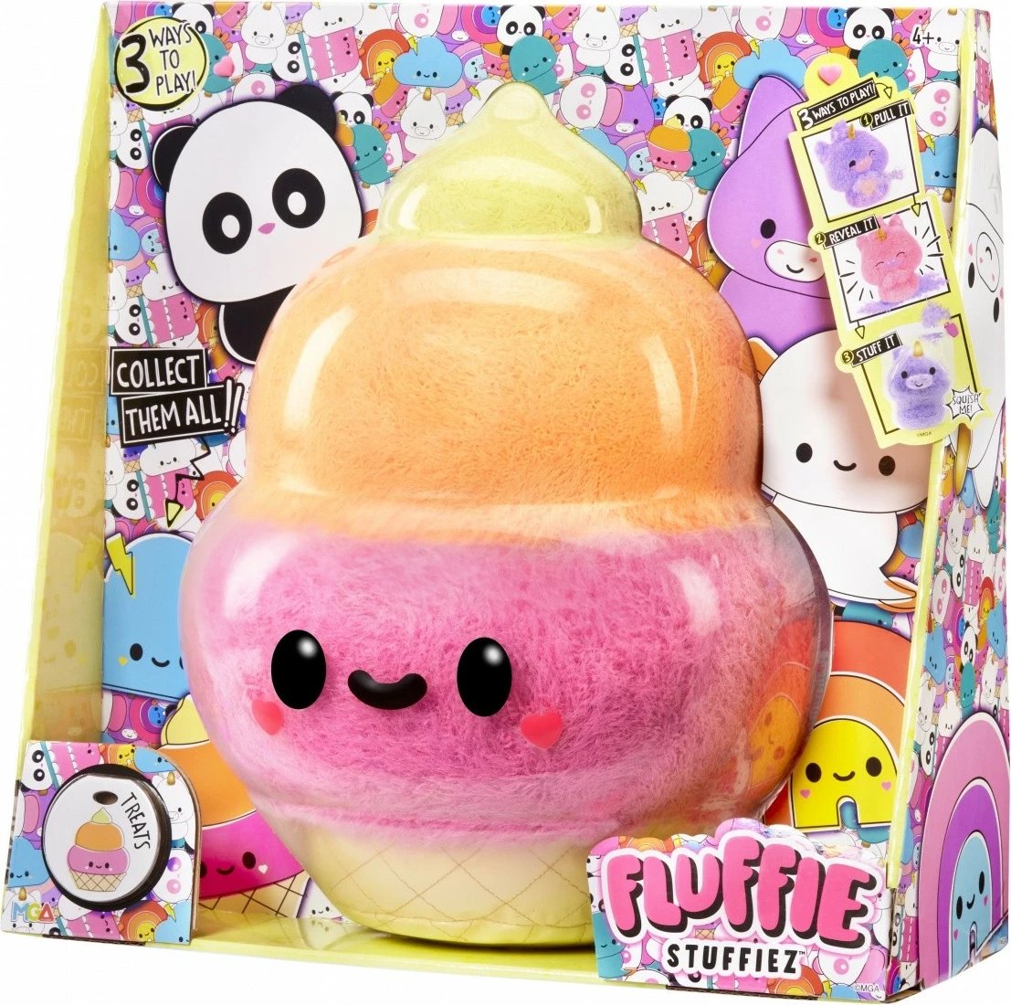 Lodër pelushi Fluffie Stuffiez nga MGA, model Akullore, shumëngjyrëshe, Large
