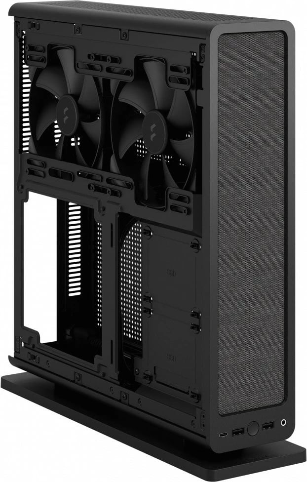 Kasë Fractal Design Ridge Black, Mini ITX, Tower Slim, 4x 2.5" drive, e zezë