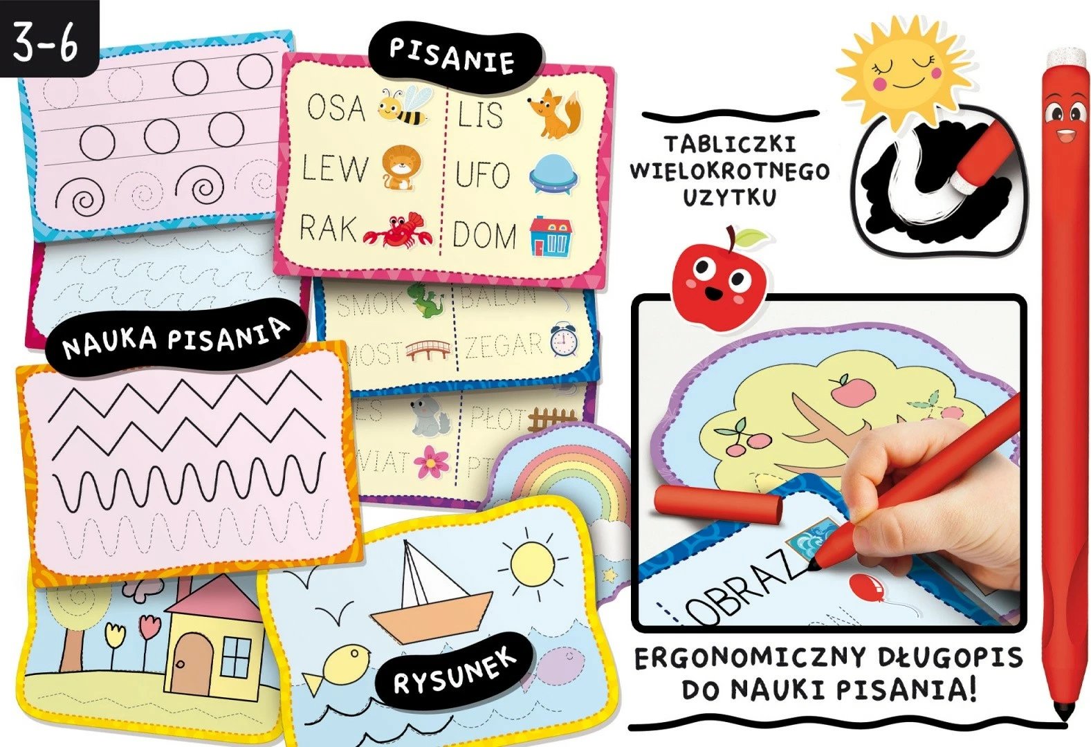 set edukativ shkrimi, Lisciani 304-PL97081, stilolaps ergonomik, 18 tabela, 3+