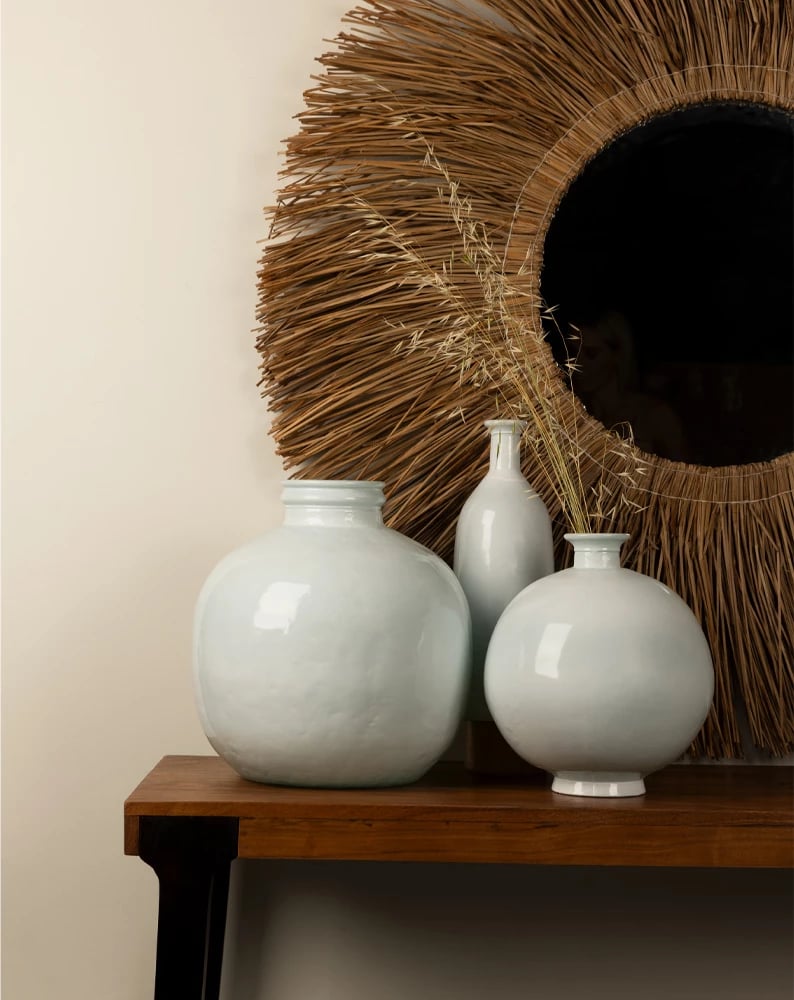 Vazo ICE AGE, qelq i ricikluar, e bardhë, 32x32x35cm