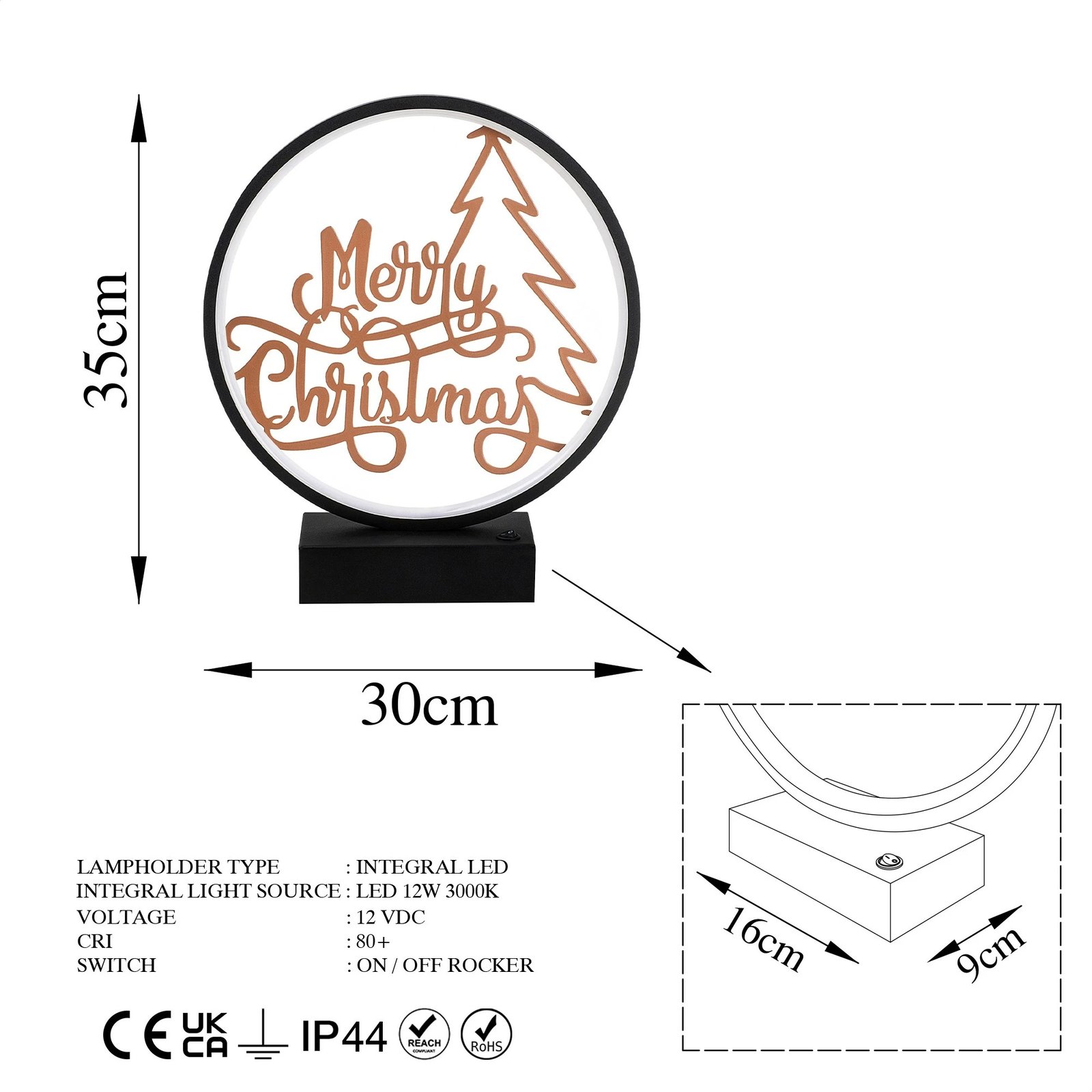 Llambë tavoline Opviq, XMAS2, e zezë dhe bakri