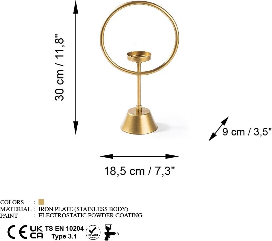 Aksesor dekorativ metalik, ngjyrë ari, Aberto Design, Caıros-B