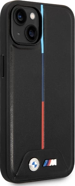 Mbështjellës BMW Quilted Tricolor BMW000811-0 hardcase për iPhone 15/14/13 (6.1 inç), TPU/PC lëkurë eko, i zi