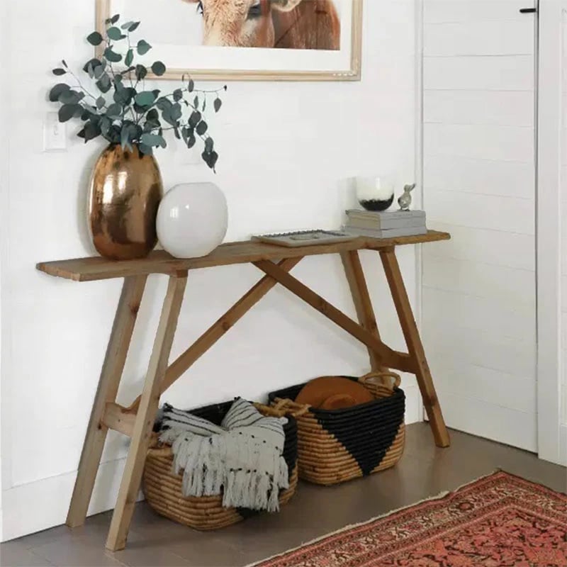 Konsolë Roosevelt, dru pishe i fortë, ngjyrë arre, 119x29x80cm