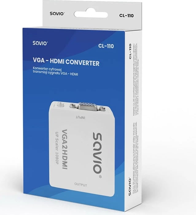 Adapter VGA në HDMI Savio CL-110, Full HD 1080p, i bardhë
