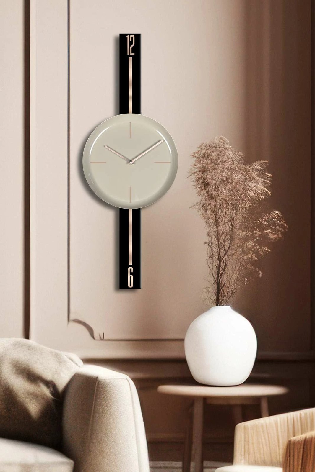 Orë muri dekorative Wallity, Vlnt103Syhcp, e zezë dhe kapuçino, 30x80cm