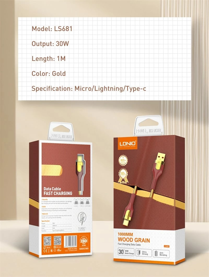 Kabllo E Karikimit LDNIO LS681 (Kaftë) Kabllo E Karikimit LDNIO LS681 (Kaftë)