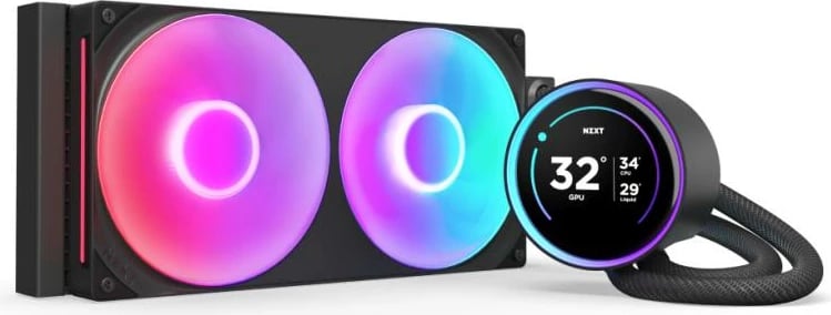 Ftohës ujor CPU, NZXT Kraken Elite 280 RGB (RL-KR28E-B2), 280mm, ekran LCD, socket AM4, zi