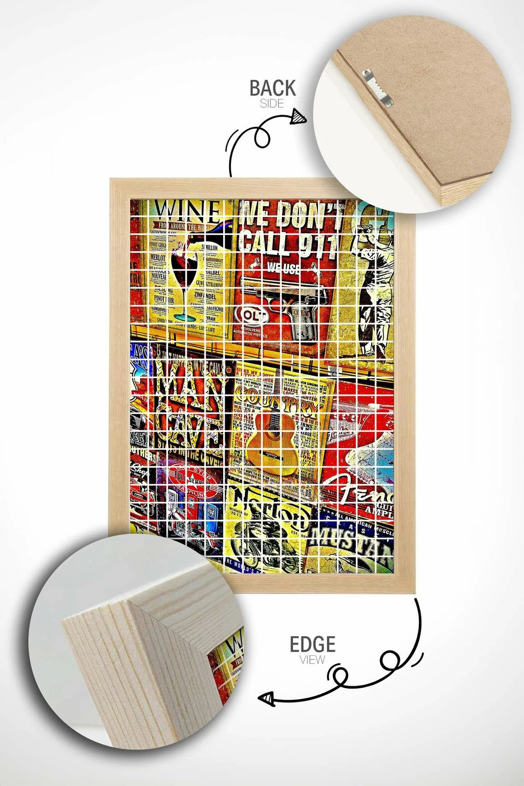 Pikturë dekorative me kornizë, Popkare13, shumëngjyrëshe, Wallity, 33x48cm