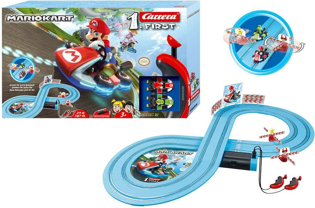 Set pistë garash, Milly Mally, Carrera FIRST Nintendo Mario Kart Mario & Yoshi, 2.4 m, Multicolor, set 2 makina