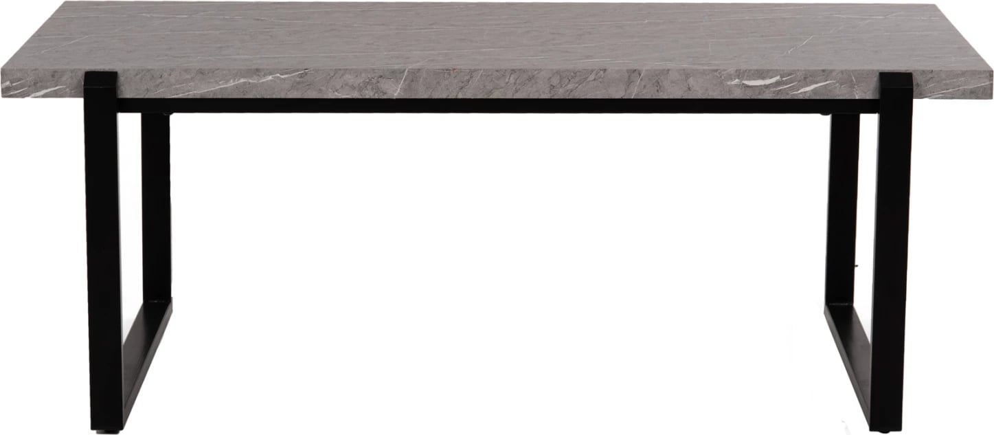 Tavolinë kafeje FH9585.02 MDF, sipërfaqe tavoline ngjyrë mermeri gri, bazë metalike e zezë, 120x60x46 cm