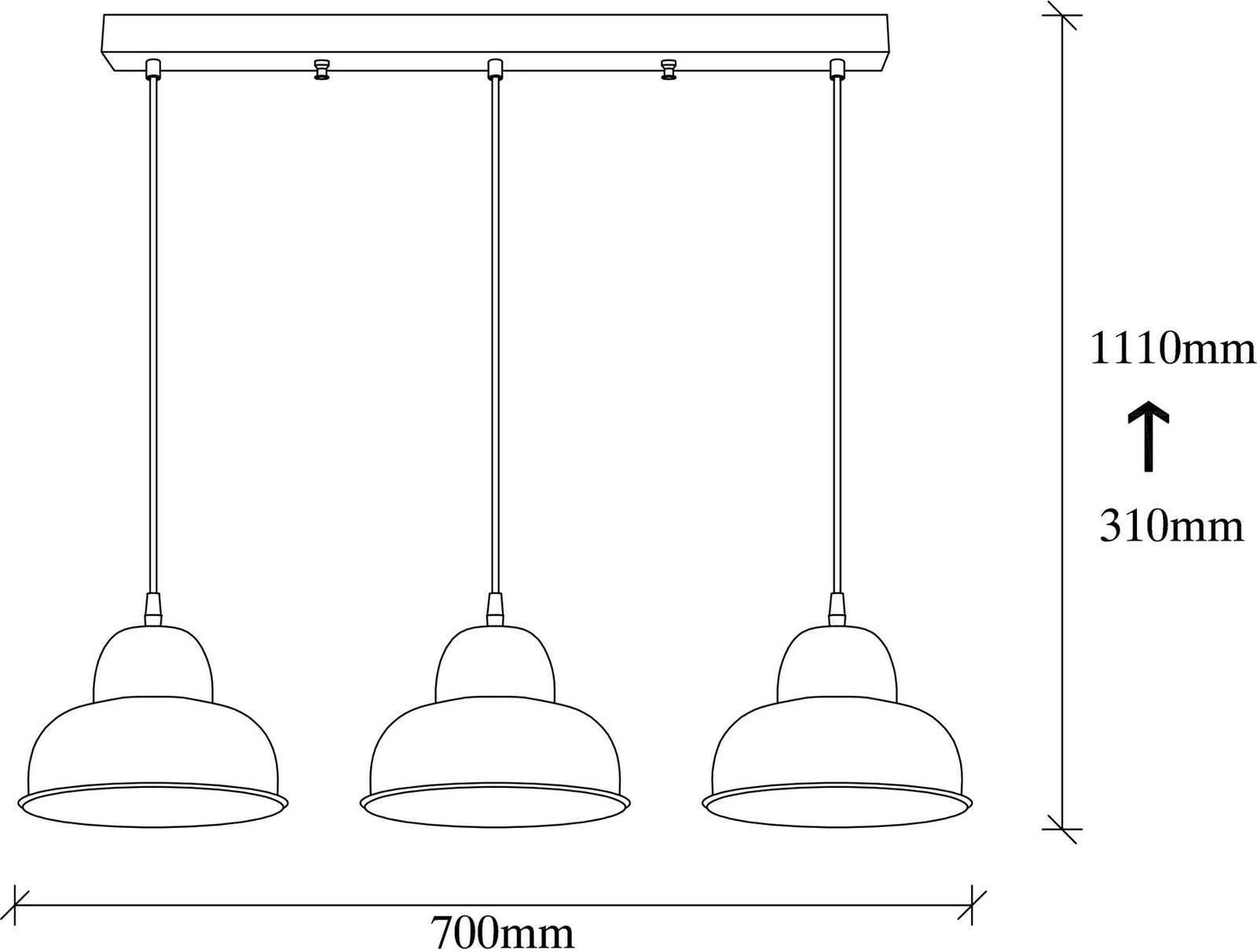 Llambë tavani Opviq, Berceste, e zezë, 3 drita, 70x40cm