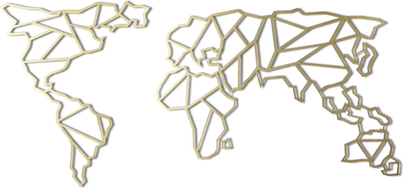 Aksesor dekorativ metalik për mur, hartë bote, ngjyrë ari, Wallity, XL