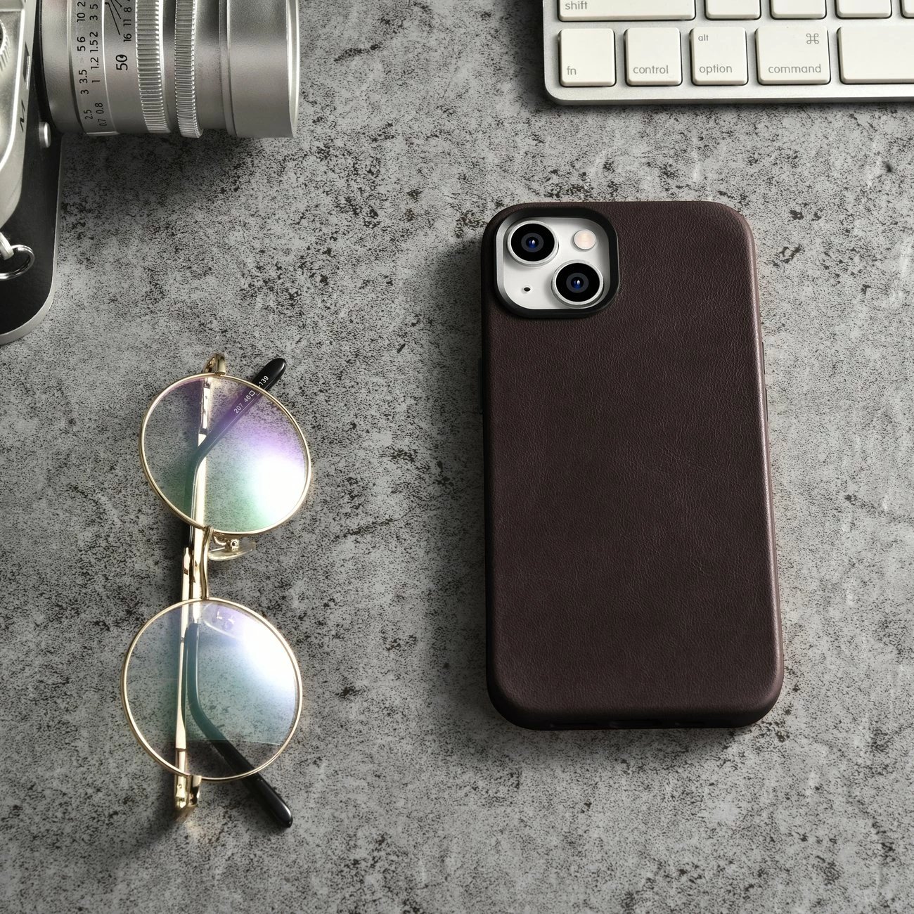 Mbështjellës iCarer Oil Wax Premium Leather me MagSafe për iPhone 14, Kafe