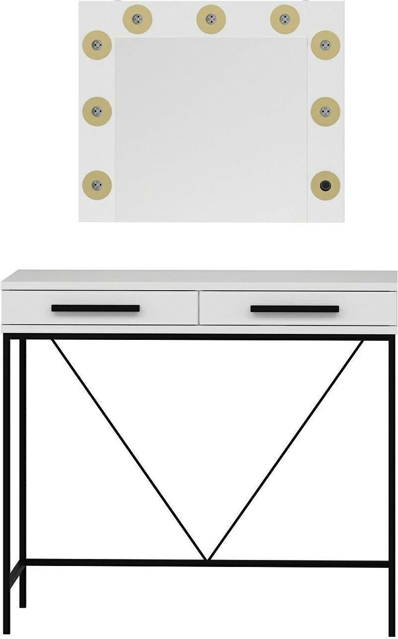 Tavolinë grimi Skye Decor, pasqyrë Sane Mirror3, e bardhë