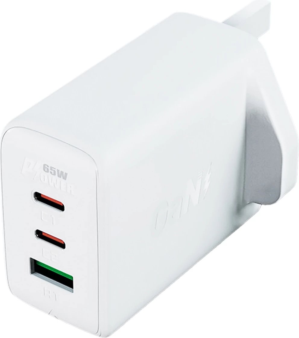 Karikues muri Acefast A44, 65W, 3 porta (2xUSB-C, 1xUSB-A), GaN, prizë UK, Bardhë