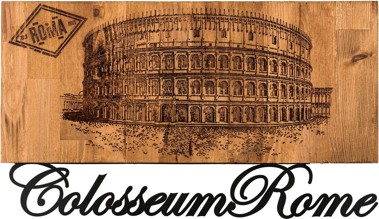 Aksesor dekorativ për mur, dru dhe metal, Colosseum, Wallity