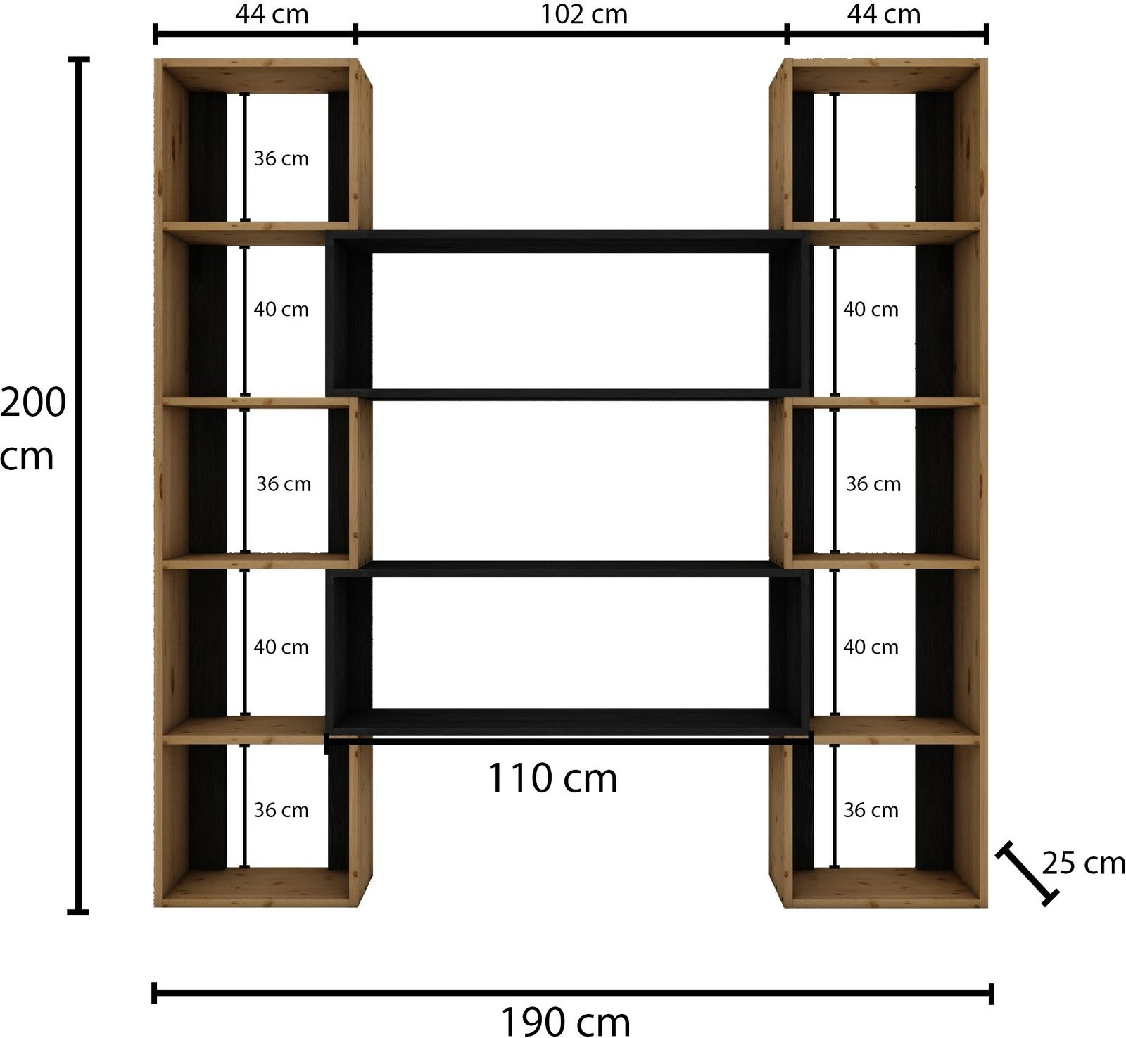Raft librash Skye Decor, natyral dhe i zi, CPT6011-200