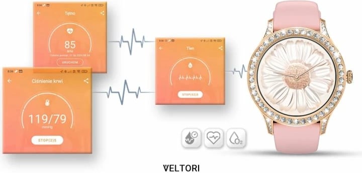 Smartwatch për femra VELTORI, rozë
