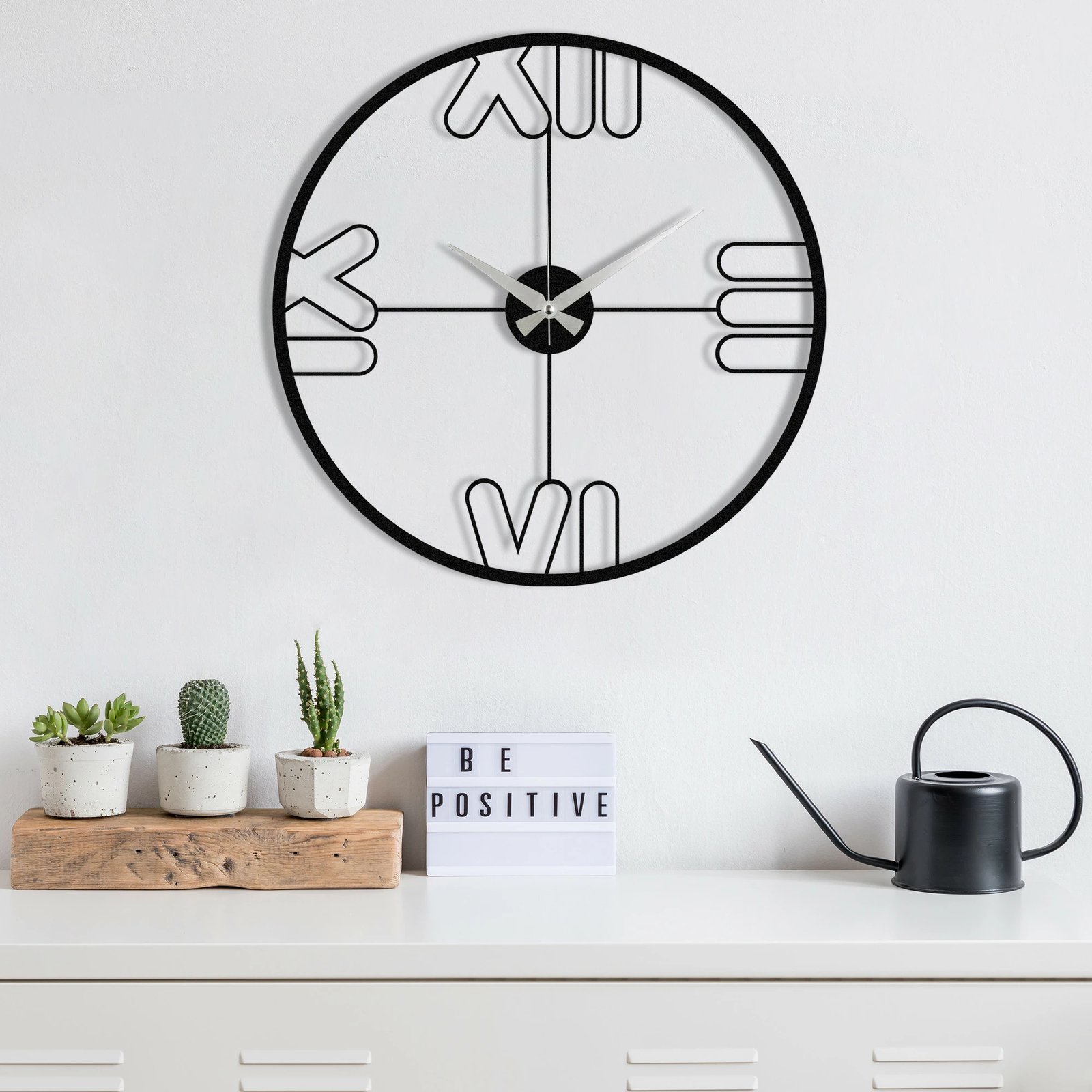 Orë muri dekorative prej metali, Wallity, Mali, e zezë, 48x48cm