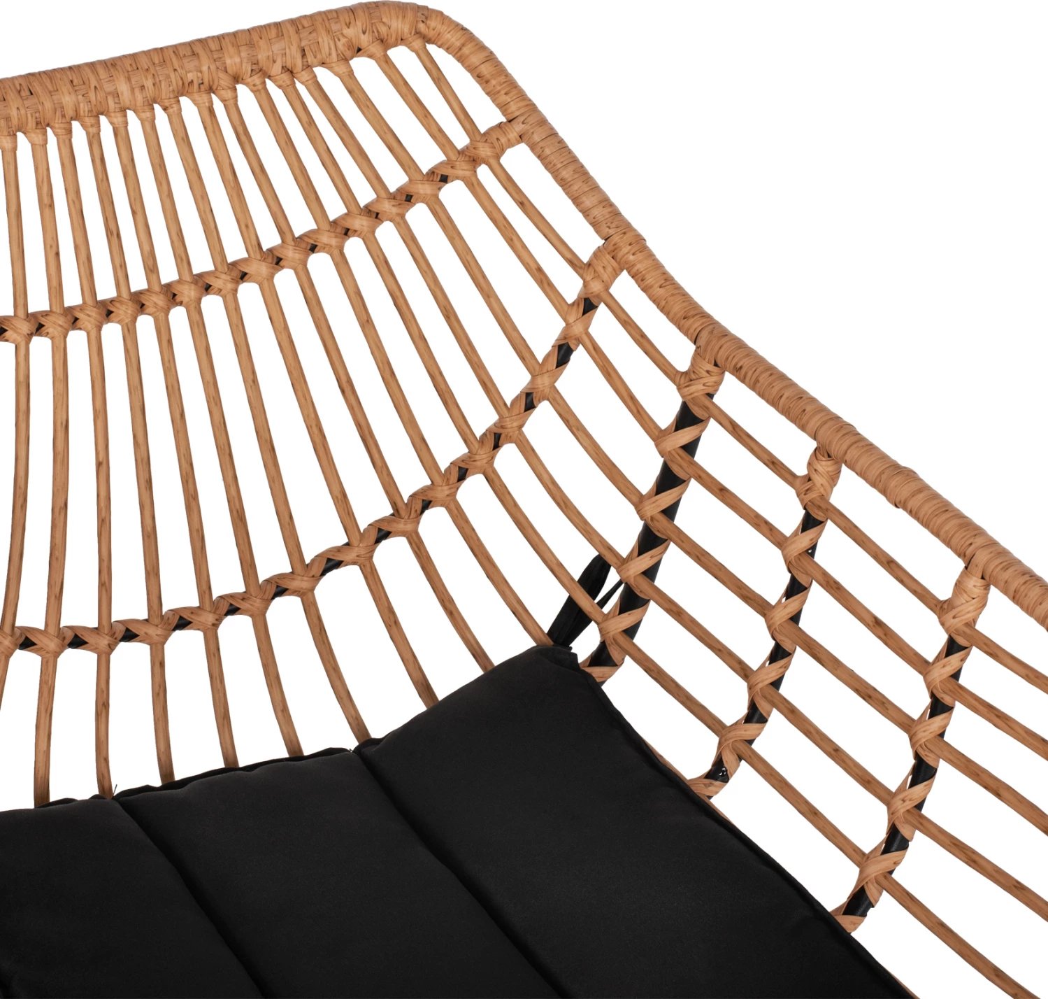 Karrige profesionale, metal i zi, rattan bezhë & jastëk, FH5864.01, 58.5x60.5x80 cm