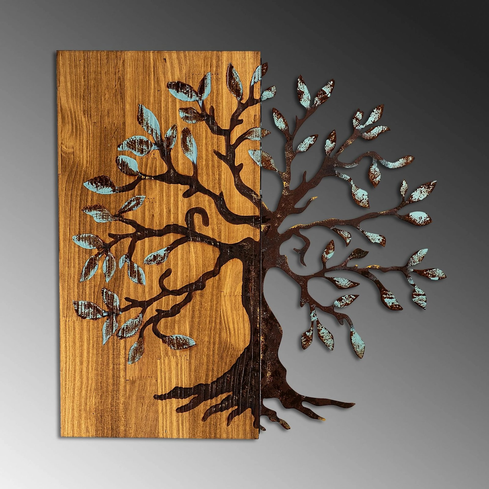 Aksesor dekorativ muri prej druri, Wallity Agac 5, ngjyrë arre, 58x58cm