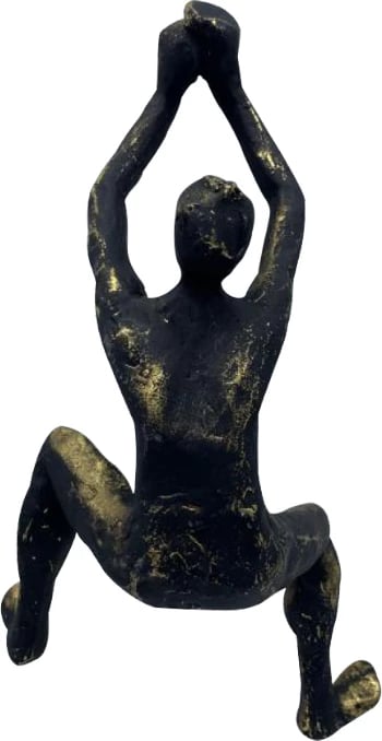 Dekor muror alpinist, polirezine, e zezë me të artë, 13x9x23cm