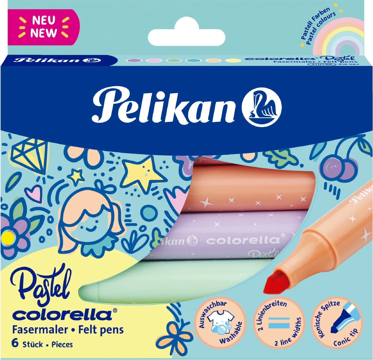 Set markera Pelikan Colorella Pastell 6 ngjyra pastel, majë bullet 1-3mm, multikolor