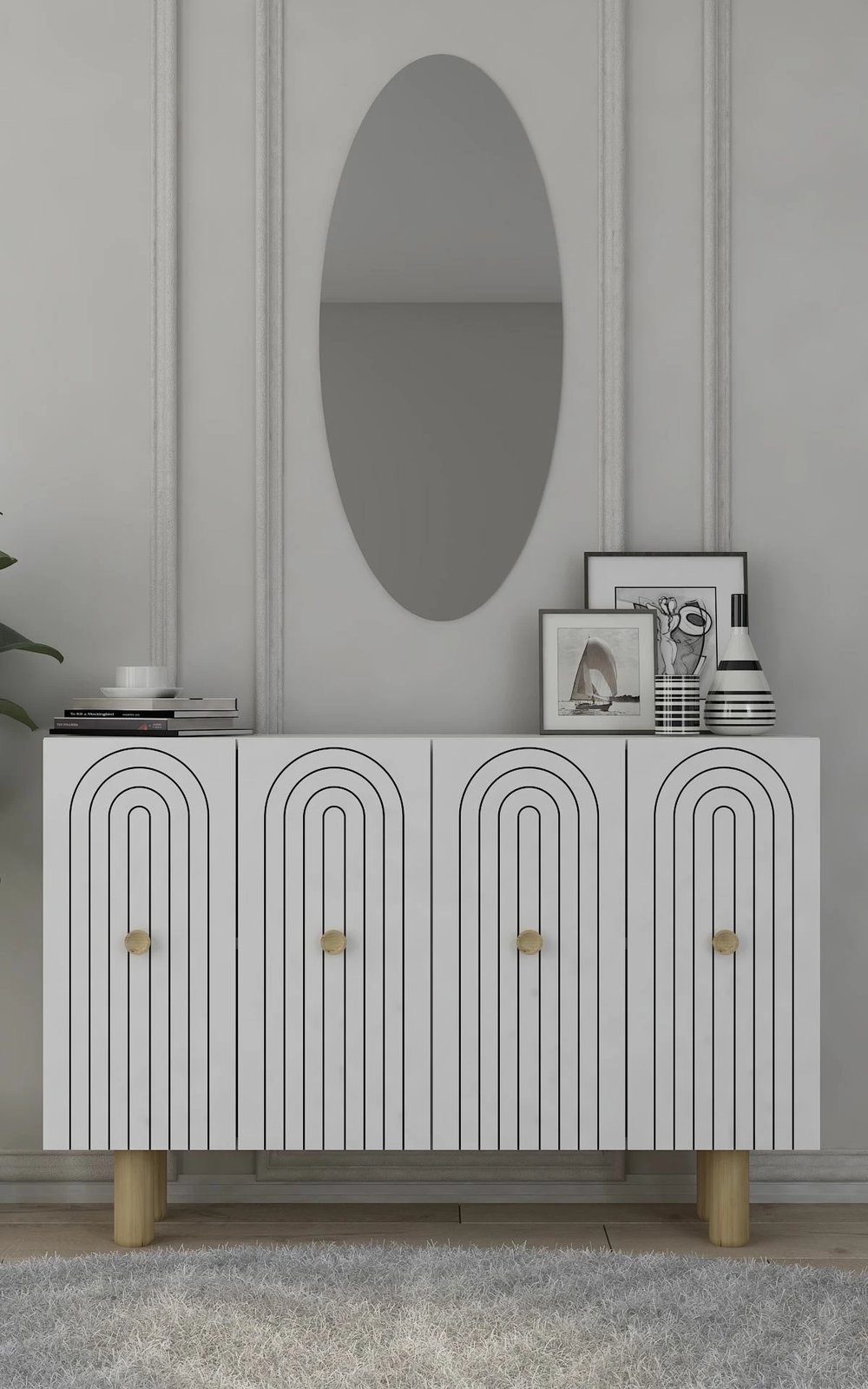 Konsolë moderne, ngjyrë e bardhë, Skye Decor Woise Bohem KM120