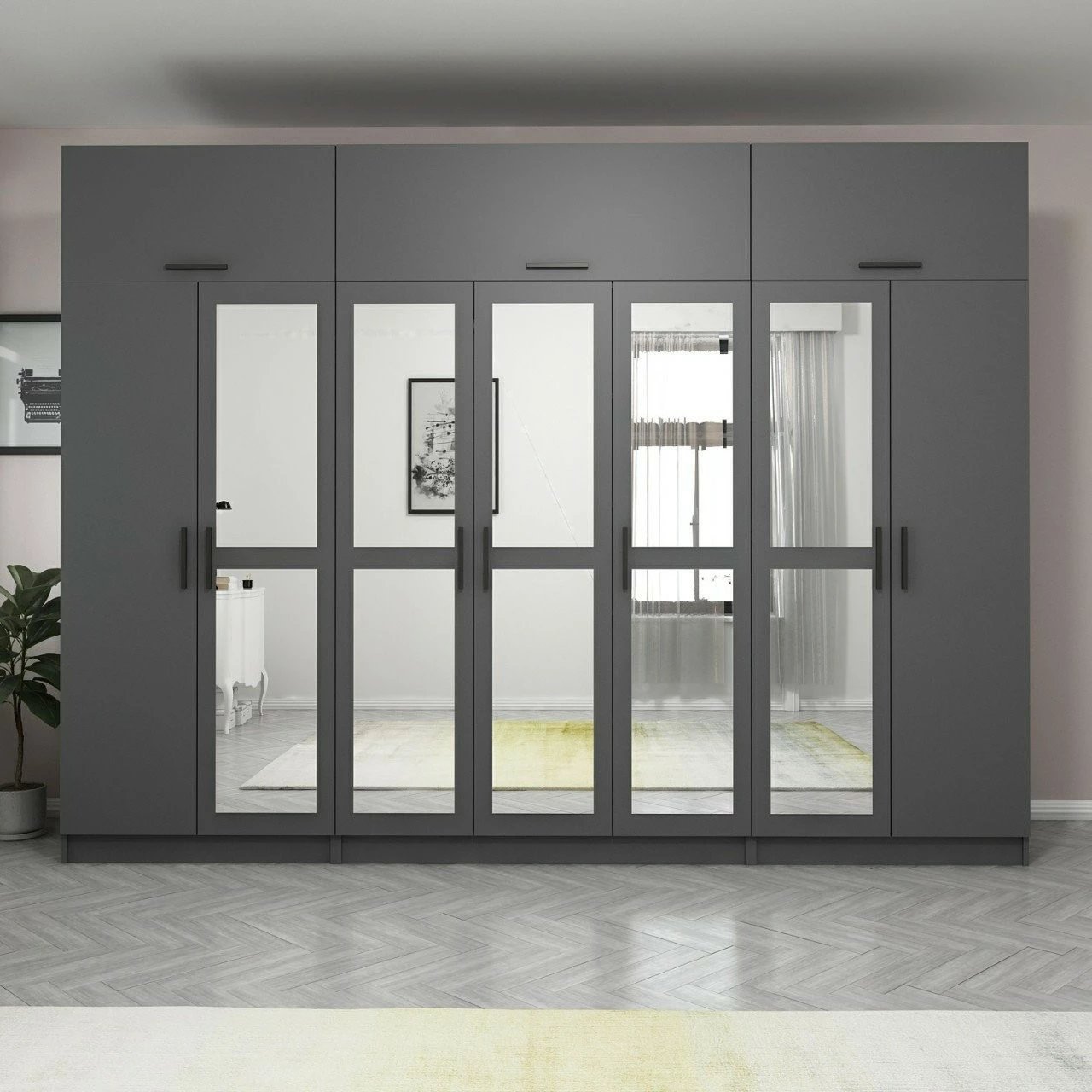 Dollap garderobe, ngjyrë antracit, Skye Decor, 5282