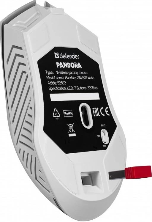 Maus wireless Defender PANDORA RF, 3200 DPI, 7 butona, i bardhë
