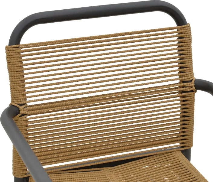 Karrige alumini Clutch, e grumbullueshme, kornizë antracit, ratan natyral, 55x56x80cm