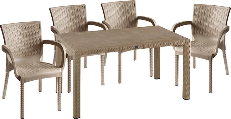 Tavolinë me karrige për terasë Explore-Festive set 5 copë PP cappuccino 150x90x73.5cm