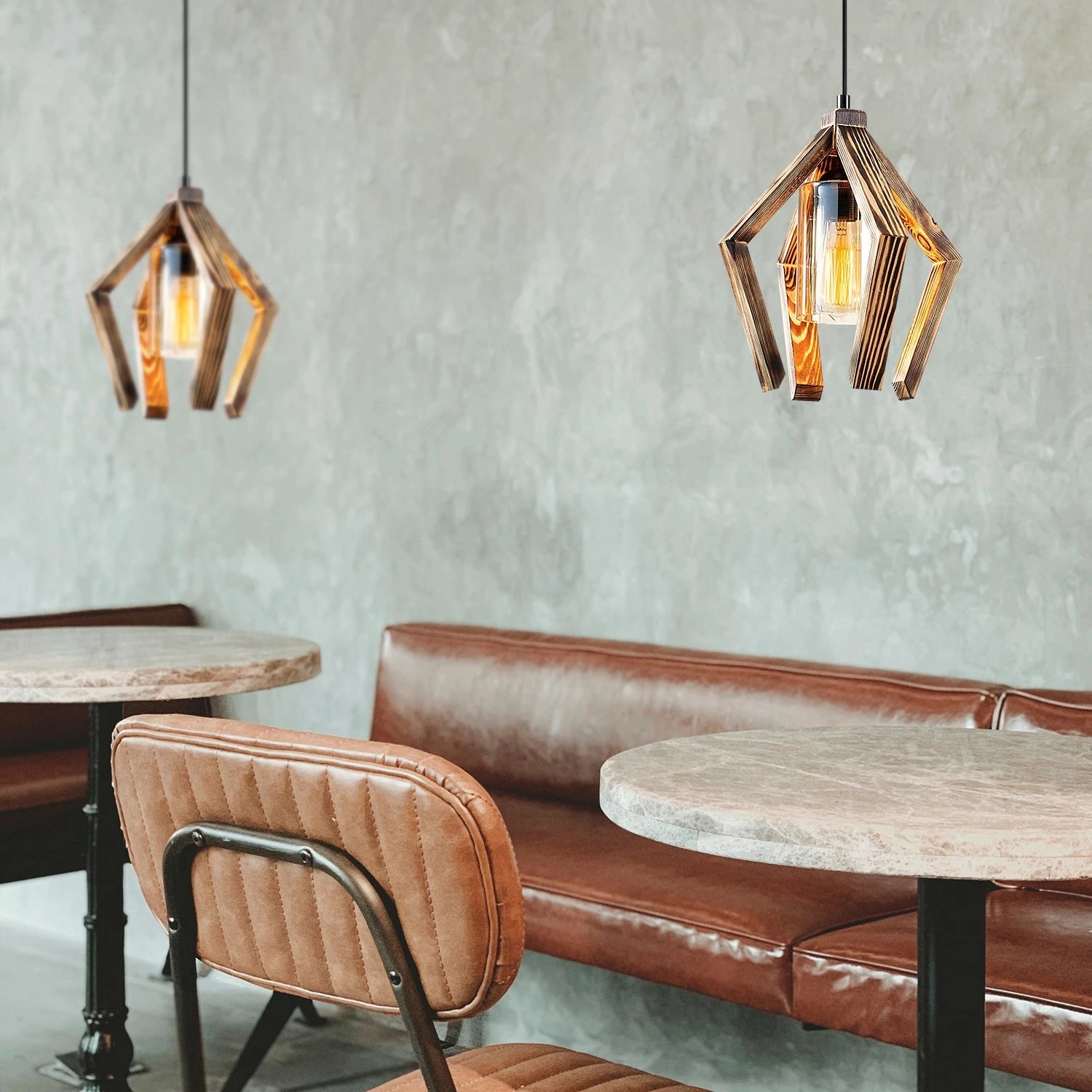 Llambë tavani prej druri, Opviq Erebos - 109-AV, e zezë, 28x28cm, lartësi 105cm