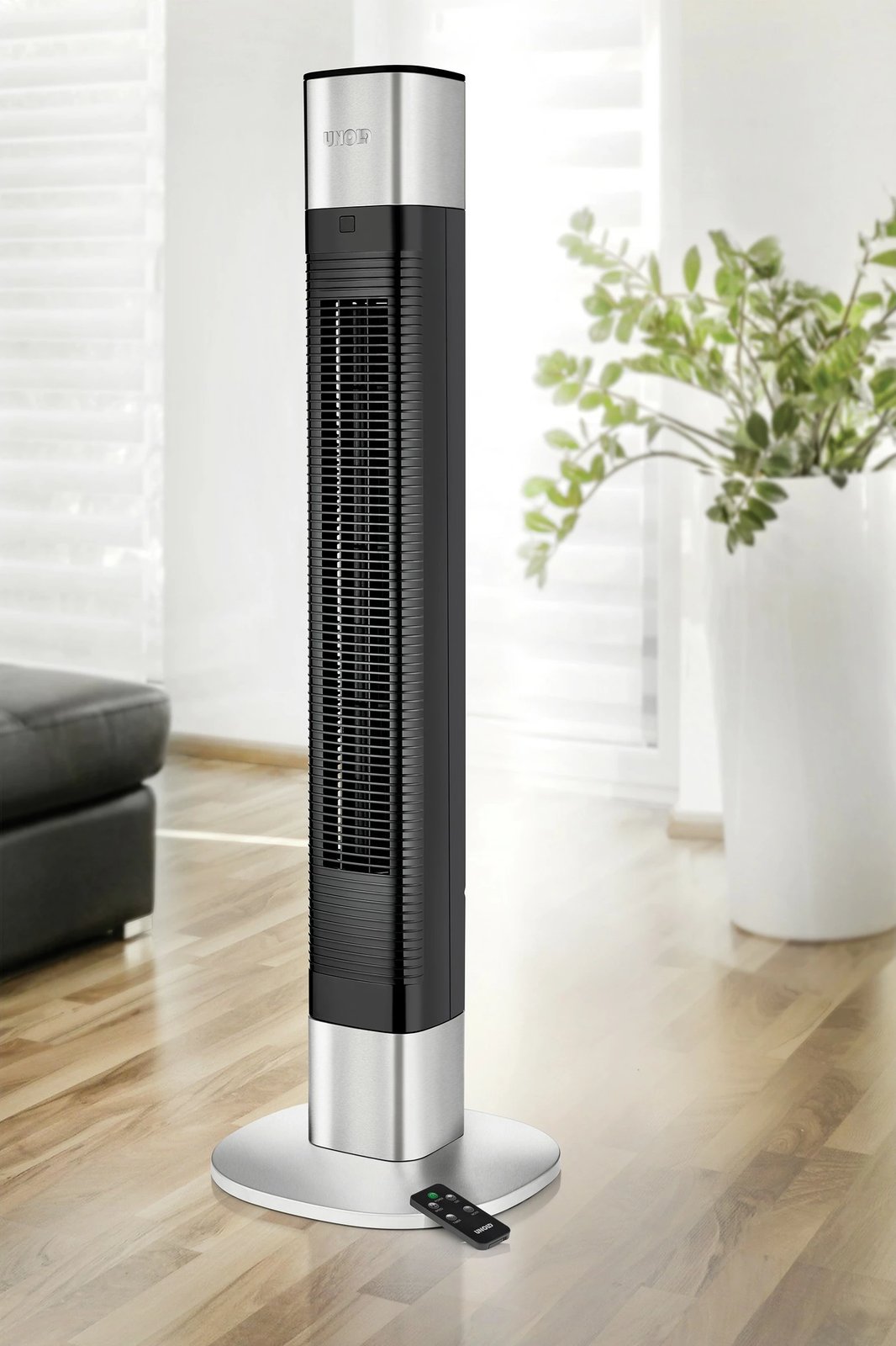 Ventilator kullë UNOLD Edel, LED display, 3 shpejtësi, timer 8 orë, i zi/çelik
