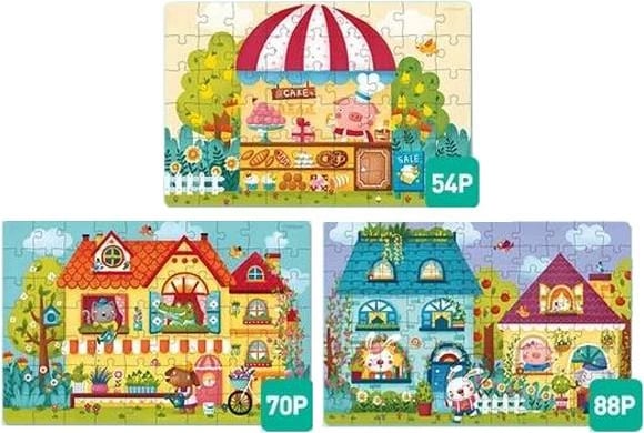 Puzzle Mideer Level Up 3 në 1, 54-88 pjesë, për fëmijë mbi 3.5 vjet