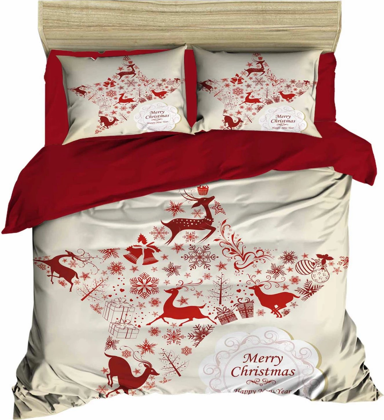 Set mbulesë për jorgan king size, L'essentiel, ngjyrë e kuqe, e bardhë, bezhë, 461