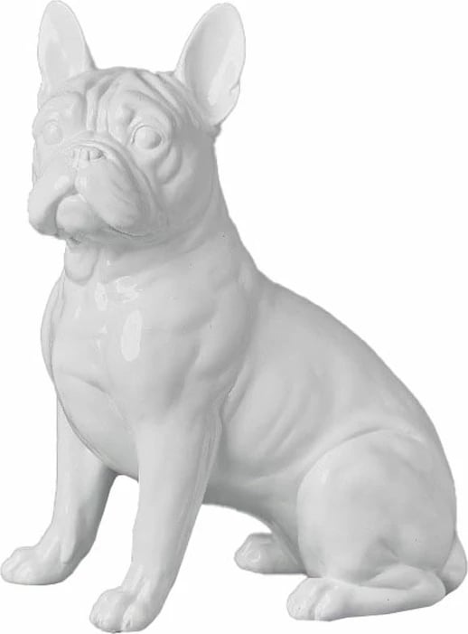 Dekor qeni BLANCO, rrëshirë, ngjyrë e bardhë me shkëlqim, 19.2x10.8x24.6cm