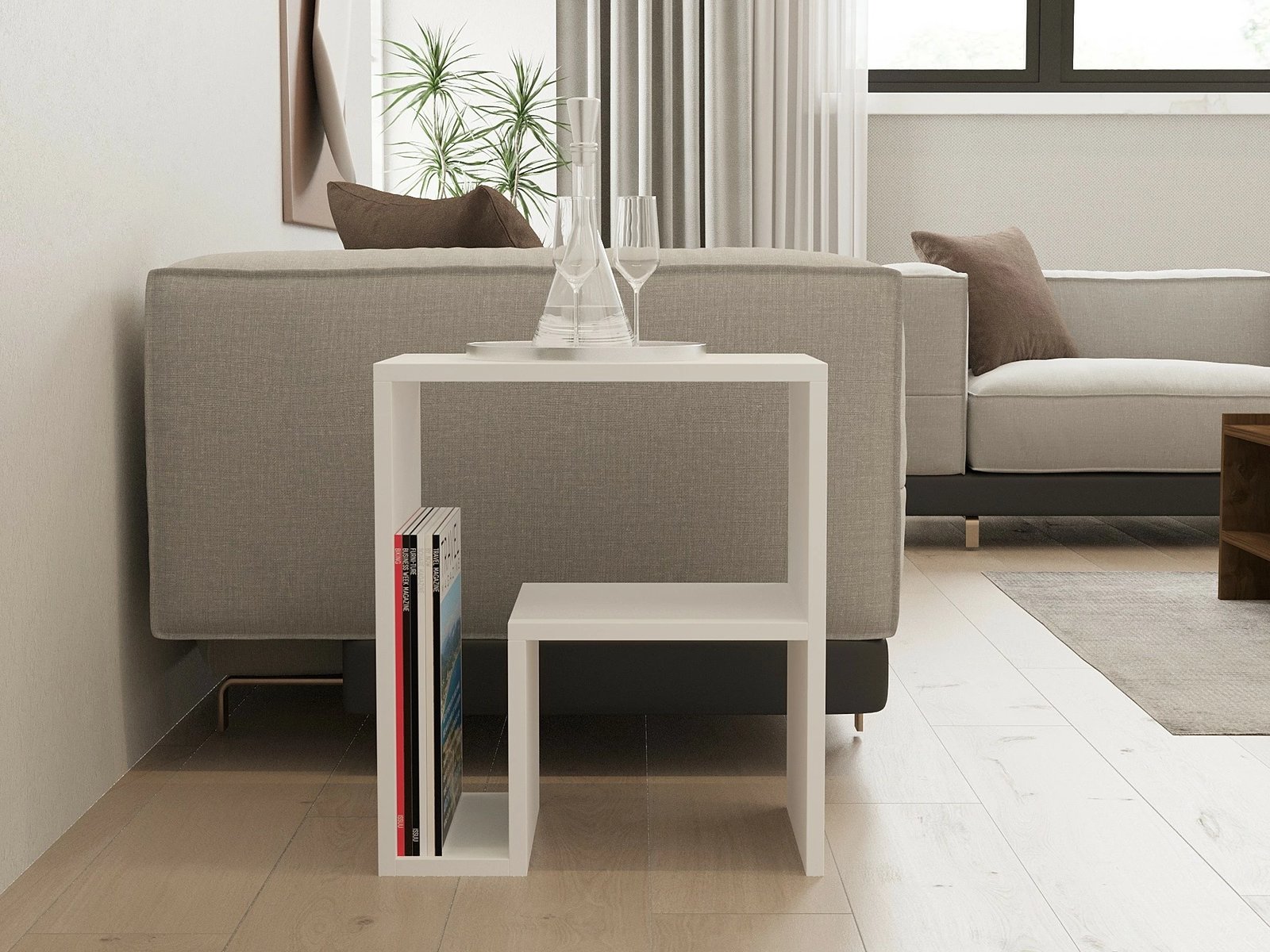 Tavolinë anësore Hanah Home, Yepa, e bardhë