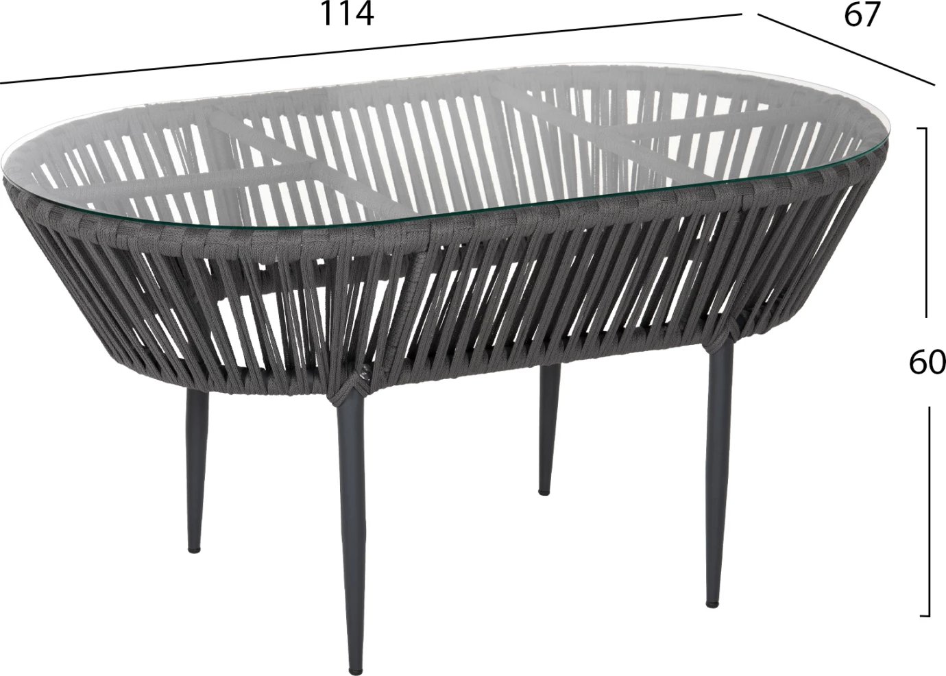 Set salloni për jashtë 4 pjesë FH5902.02 alumin dhe litar ngjyrë gri e errët