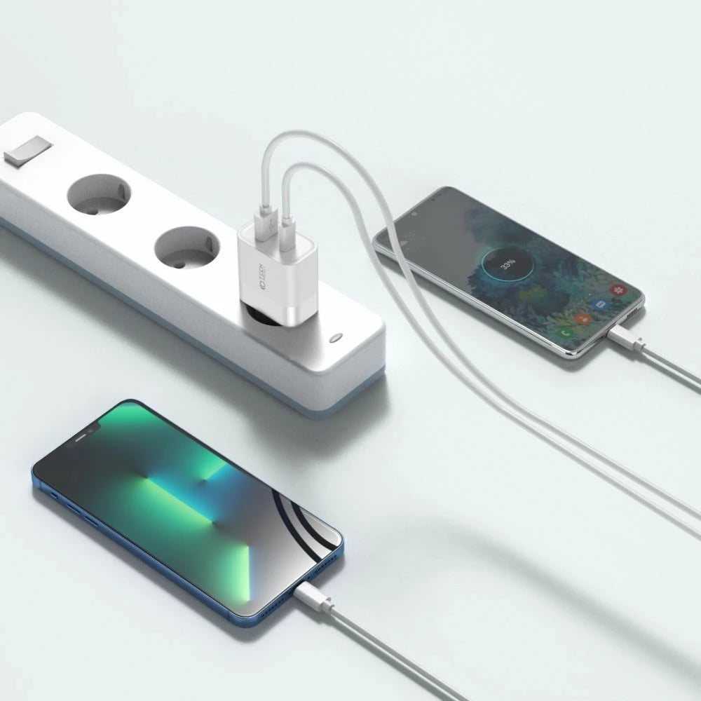 Karikues rrjeti Tech-Protect C30W, 30W, 2 porta USB-C PD & USB-A QC 3.0, i bardhë
