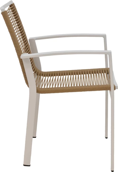 Karrige me krahë, alumini, tekstileni, ngjyrë natyrale, 57x63x83cm