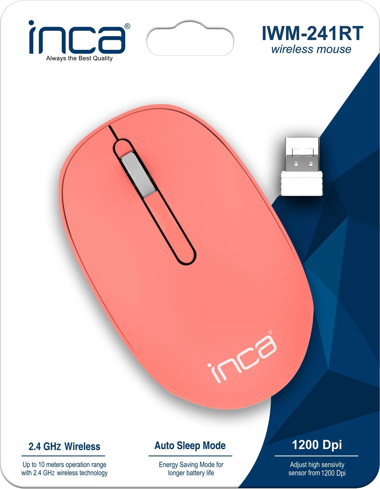 Maus Inca IWM-241RT, wireless, 1200 DPI, Candy Design 3D, rozë