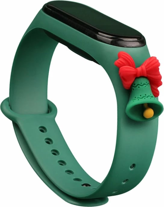 Rrip silikoni Hurtel për Xiaomi Mi Band 3/4, dizajn Krishtlindjesh, i gjelbër