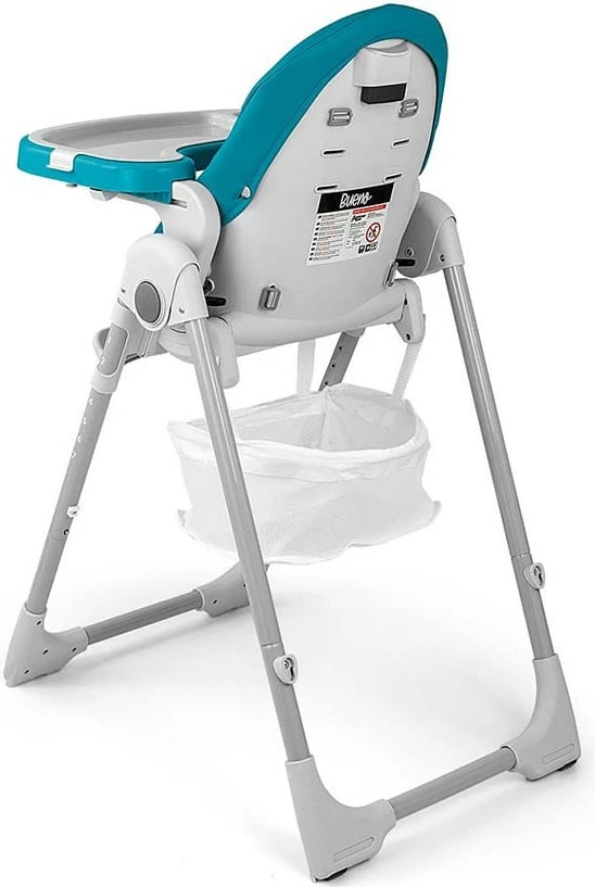 Karrige e lartë bebe, Milly Mally, Bueno, 6–36 muaj, rregullim lartësie 7 nivele, shpinore 5 pozicione, rripa 5‑pikësh, palosje kompakte, deri 15 kg, blu