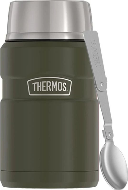 Termos ushqimi Thermos 710 ml me lugë të palosshme dhe gotë, army green Termos ushqimi Thermos 710 ml me lugë të palosshme dhe gotë, army green